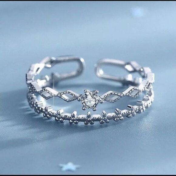 White Gold Plated Diamond Ring - Picture 1 of 5